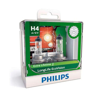 Philips H4 Long Life EcoVision Headlight Globe H4 12V 60/55W Pair Philips Globes 12342LLEC0S2-1