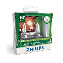 Philips Long Life EcoVision H7 Globe 12V 55W Pair Philips Globes 12972LLECOS2-1