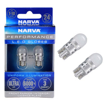 Narva T10 LED Globes T-10 LED Bulb Wedge Globe Cool White T10 LED White Pair 24V Narva Globes 18300BL-1