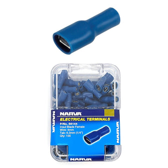 Narva Female Blade Terminal Blue for 4mm Wire 100 Pack Narva Lugs & Connectors 56144_1